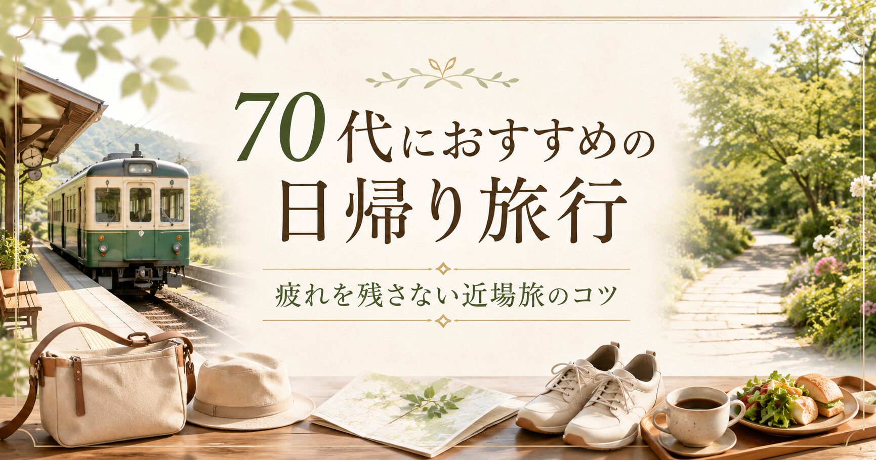 70代におすすめの日帰り旅行の作り方を紹介するアイキャッチ画像