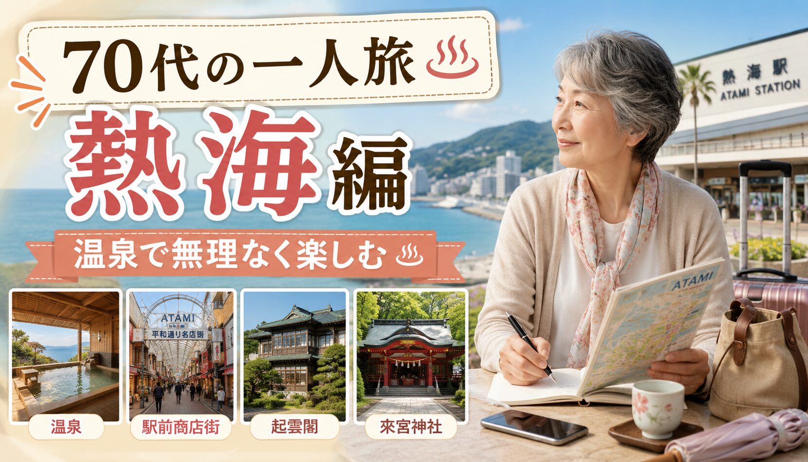 70代の一人旅で熱海を1泊2日で無理なく楽しむモデルコースを紹介するアイキャッチ画像